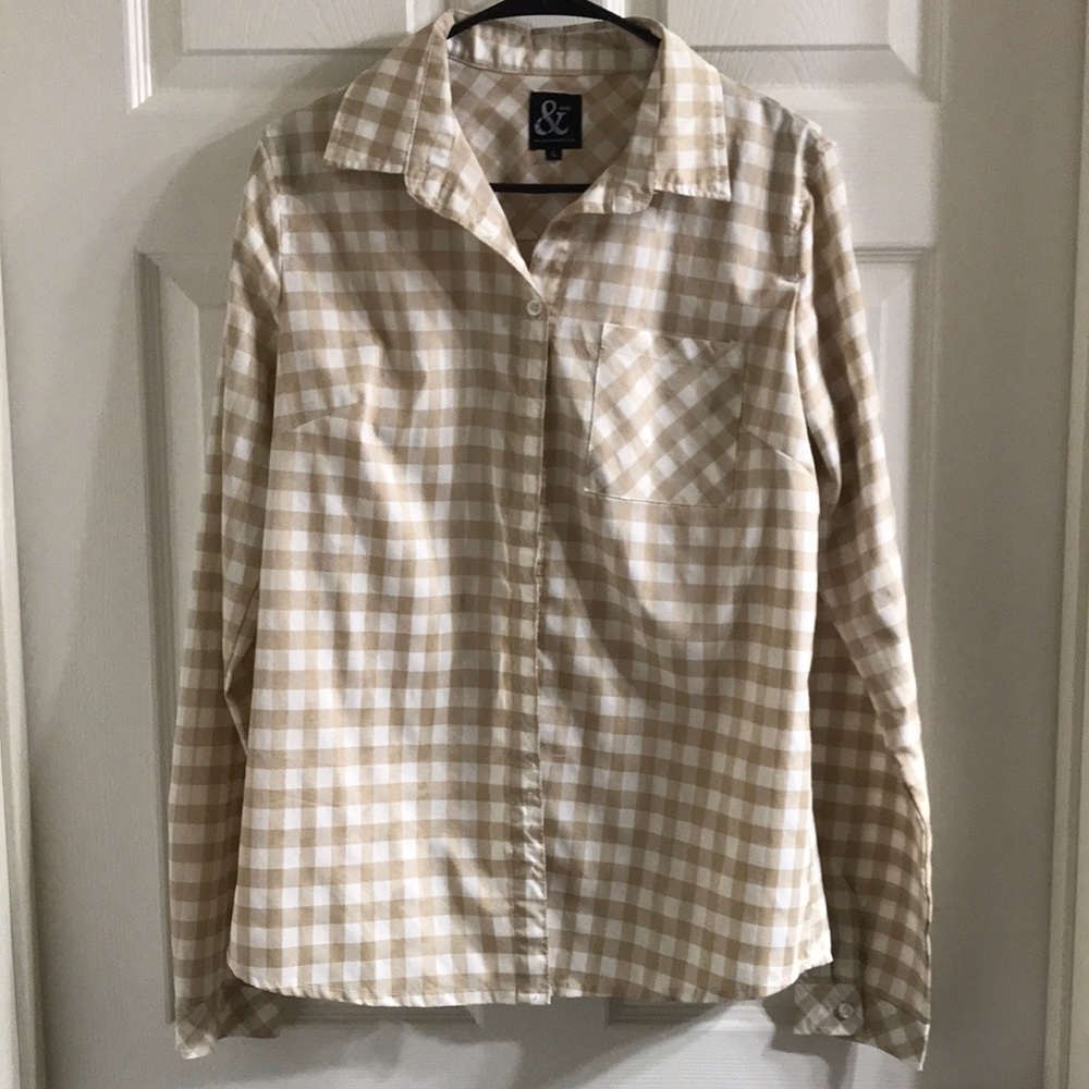 Plaid tan button up
